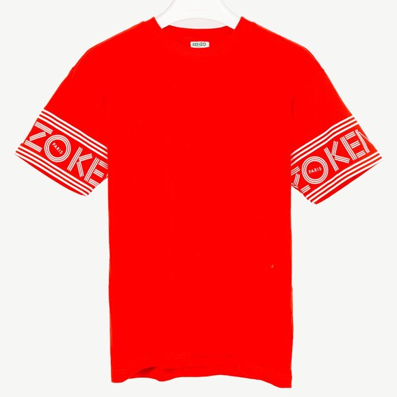 KENZO Red Cotton Cuff Print Tee - Picture 2 of 11